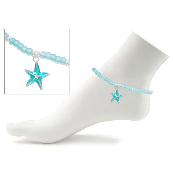 SEALIFE STARFISH EPOXY GLASS BEAD ANKLE