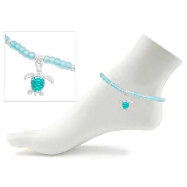 SEALIFE TURTLE EPOXY GLASS BEAD ANKLE