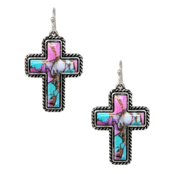 WESTERN CROSS PRINT EARRING