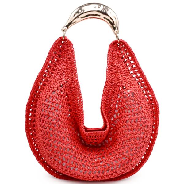 WOVEN HAND CROCHETED OPEN WEAVE CAMDEN GOLDIE HOBO BAG