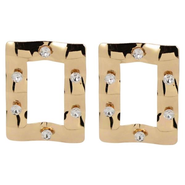 BIG SQUARE METAL RHINESTONE STATEMENT POST EARRINGS