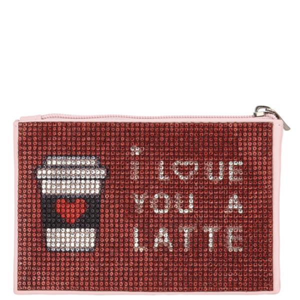 I LOVE YOU A LATTE RHINESTONE COIN PURSE POUCH BAG