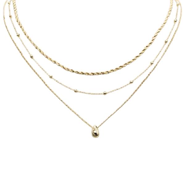 BRASS- 3 LYD TEARDROP PDT NECKLACE