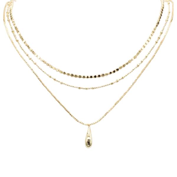 BRASS- 3 LYD TEARDROP PDT NECKLACE