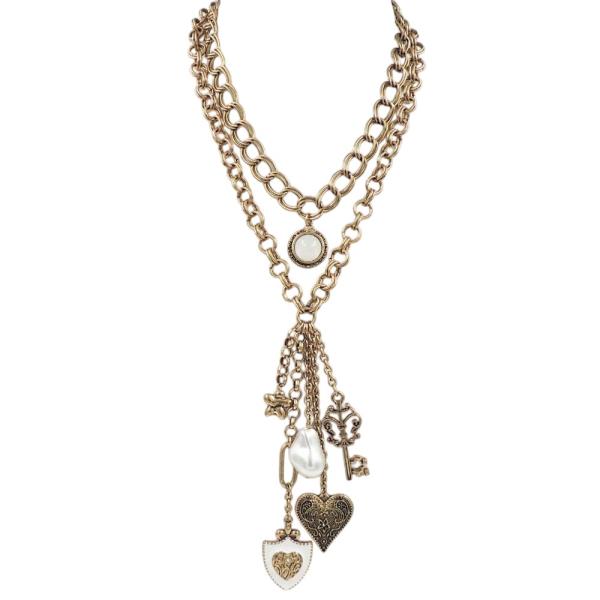2LYD ARROW HEART MULTI CHARM NECKLACE