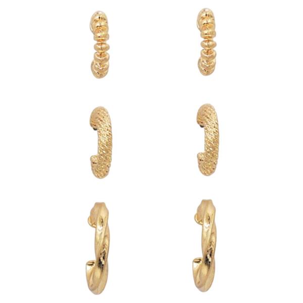 3PRS TWISTED HOOP EARRING SET