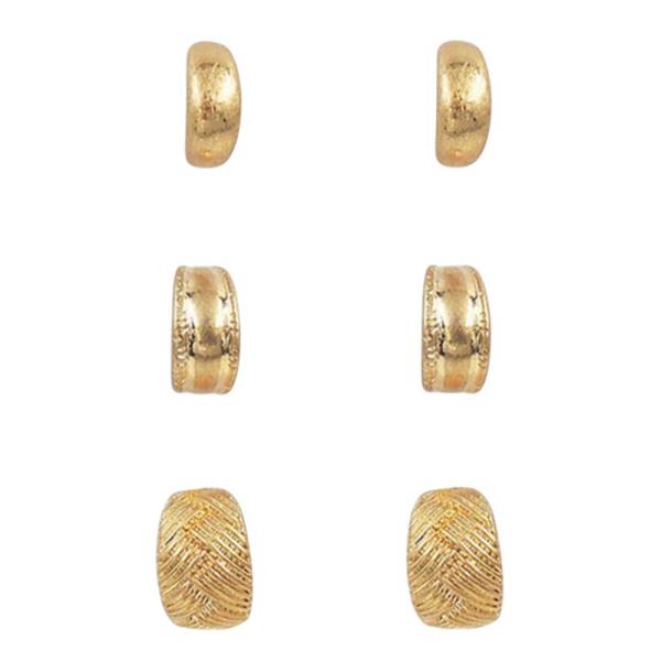 3PRS WIDE HOOP EARRING SET