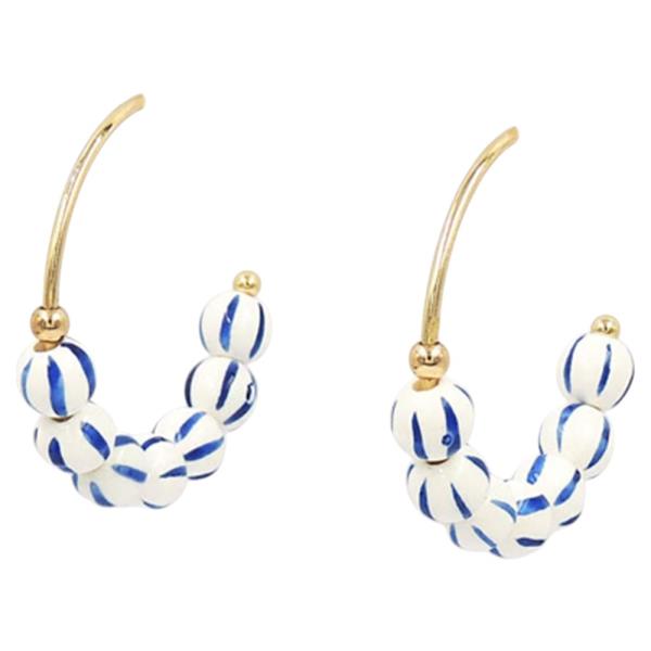 CERAMICS BALL HOOP EARRING