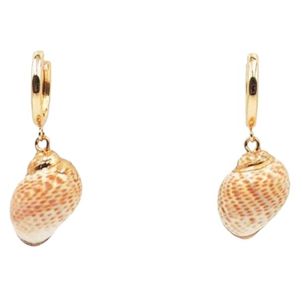 REAL SEASHELL CHARM HUGGIE HOOP EARRING