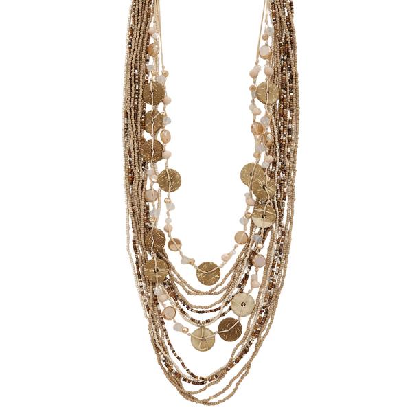 MULTI STRAND LAYER STRAND BEAD NECKLACE