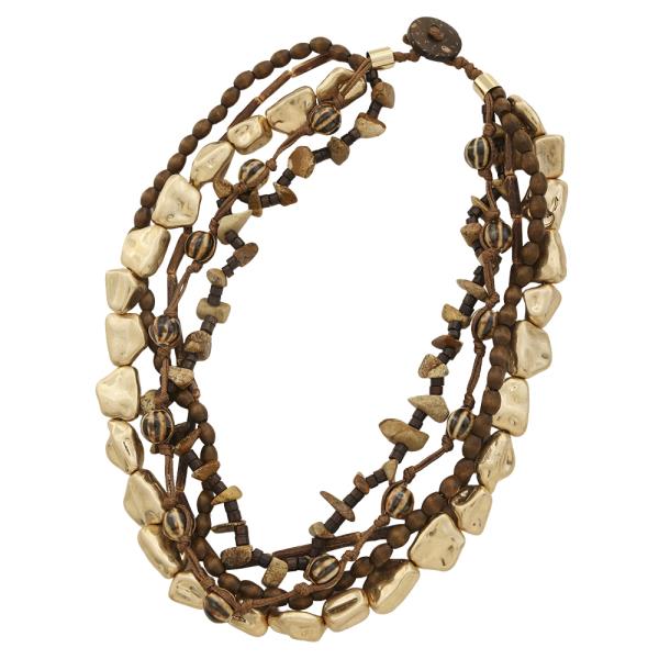 MULTI LAYER BEAD METAL SHAPE DESIGN NECKLACE