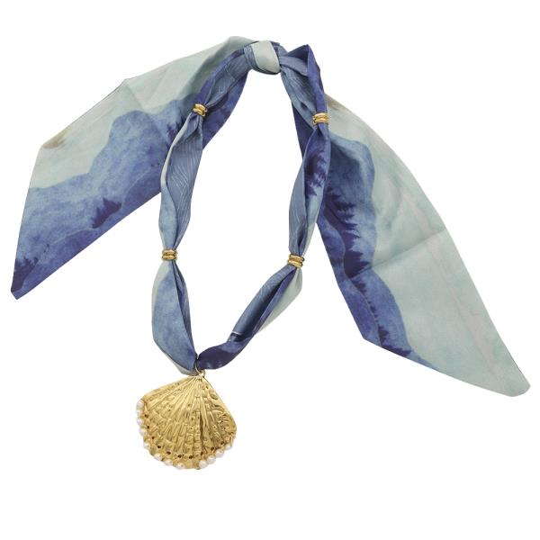 OCEAN SHELL PENDANT SCARF NECKLACE