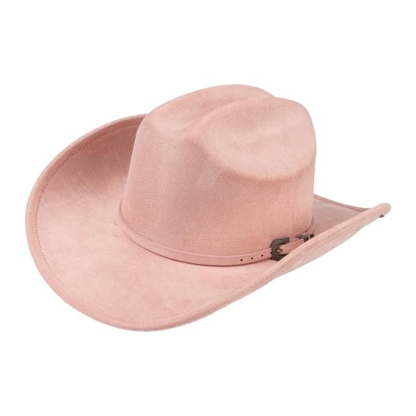 CC FAUX SUEDE COWBOY HAT WITH WESTERN TEXTURE ENGRAVED BUCKLE TRIM BAND