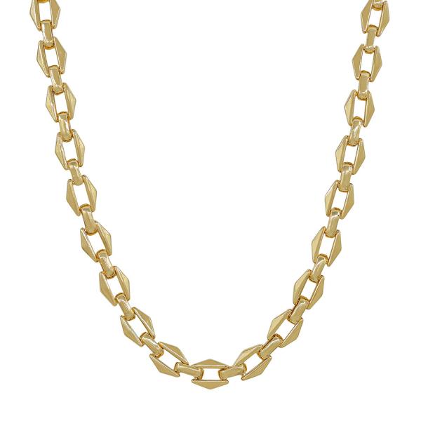 16" GEOMETRIC SHAPE MEDIUM METAL CHAIN SHORT NECKLACE