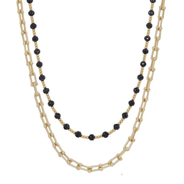 15" 17" MULTIWAY TIFFANY CHAIN & SMALL CANDY BEADS 2 LAYERED SHORT NECKLACE