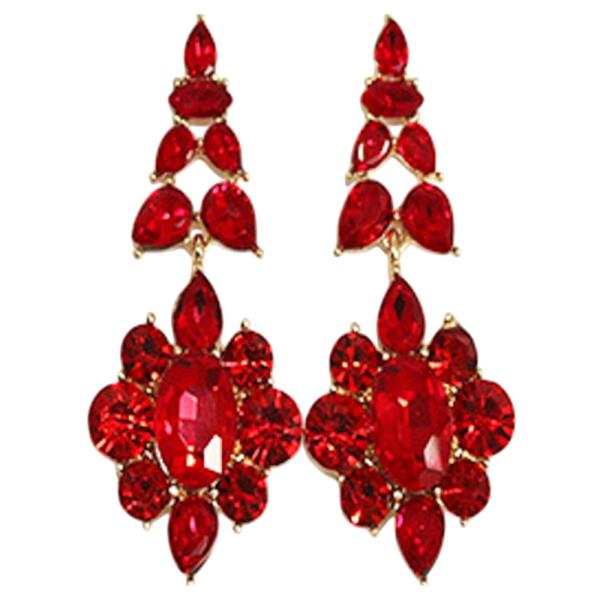 CRYSTAL STONE FLORAL CLUSTER DROP EARRING