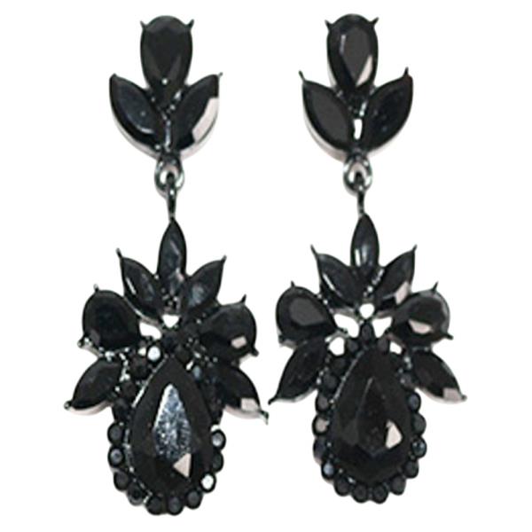 CRYSTAL STONE FLORAL CLUSTER DROP EARRING