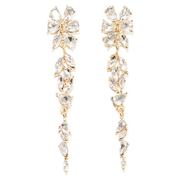 CRYSTAL STONE FLORAL CLUSTER DROP EARRING