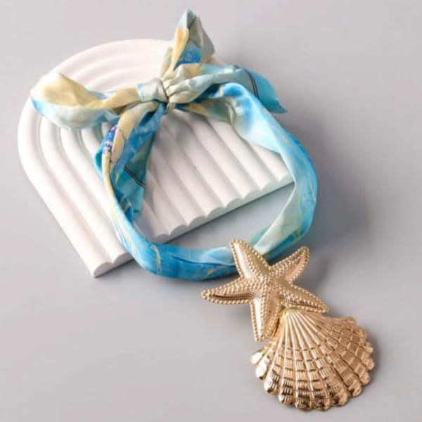 STARFISH SHELL SILK SCARF NECKLACE