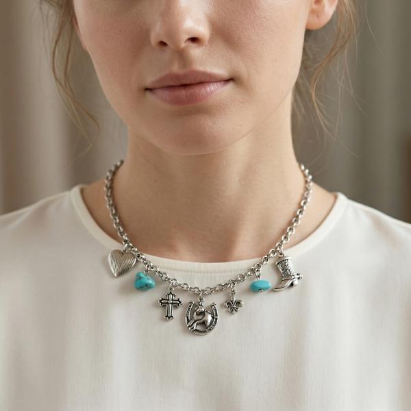 METAL CHAIN WESTERN MULTI CHARM NECKLACE