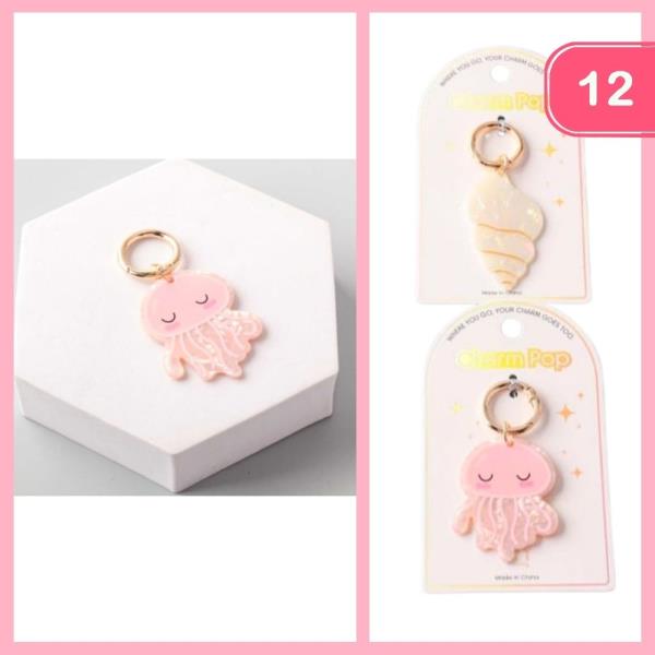 ACETATE JELLYFISH SHELL KEYRING CHARM (12 UNITS)