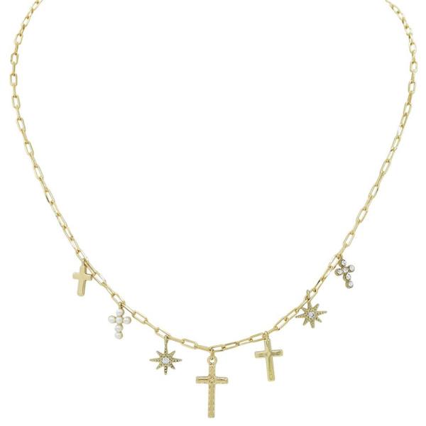 MULTI CROSS CHARM NECKALCE