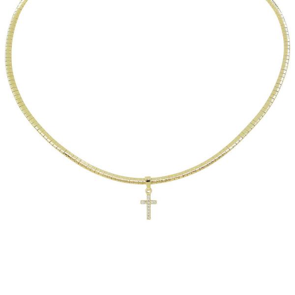 WIRE CHOKER W/ CROSS NECKLACE