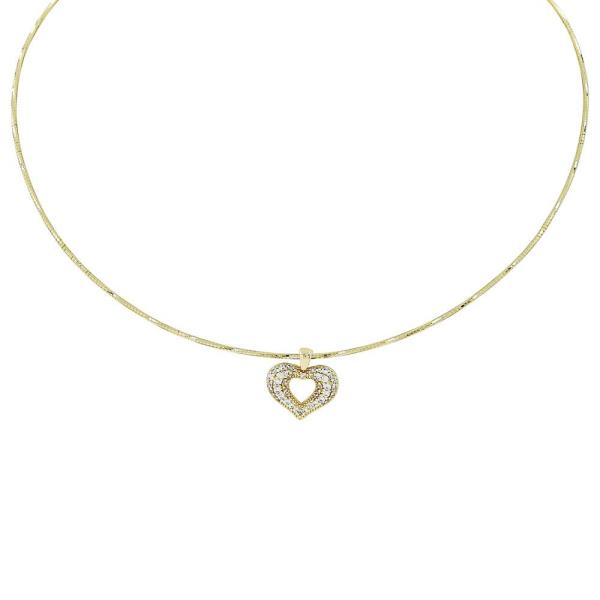 WIRE CHOKER W/ HEART NECKLACE