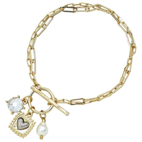 MULTI CHARM METAL TOGGLE BRACELET