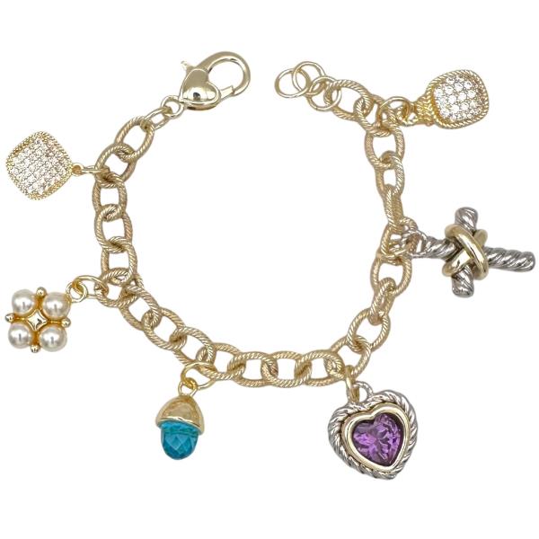 GOLD CZ PAVE CHARM BRACELET