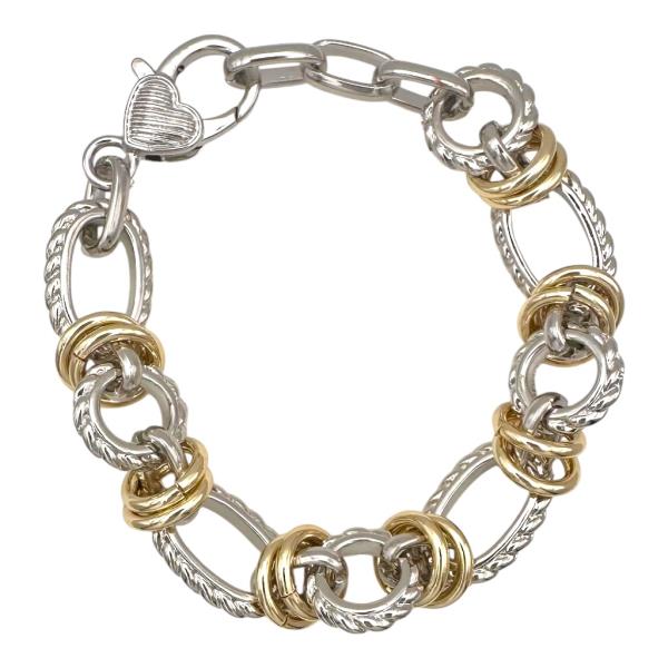 TWO TONE CABLE OVAL LINK BRACELET