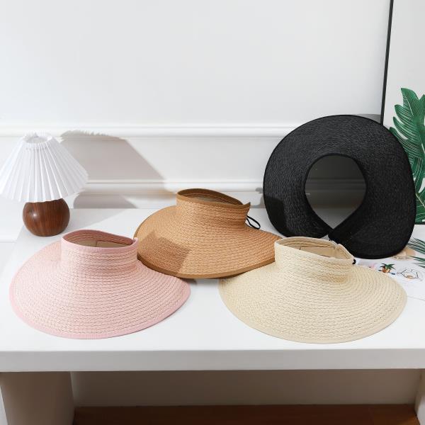 ROLLABLE WIDE BRIM STRAW VISOR