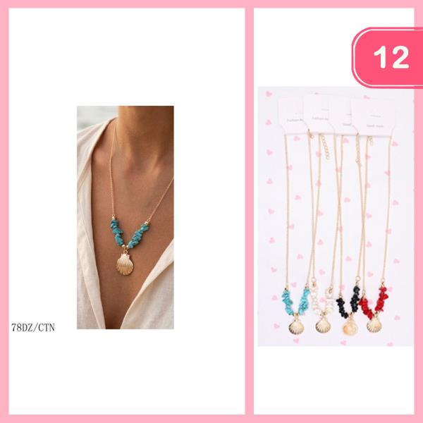 SEA LIFE SHELL PENDANT NECKLACES (12 UNITS)