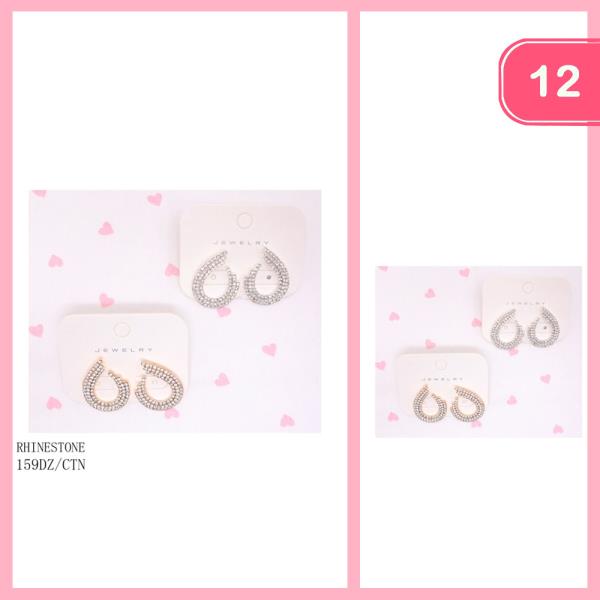 RHINESTONE TEARDROP EARRINGS (12 UNITS )
