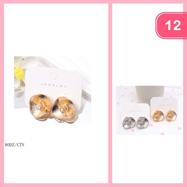 METAL FLOWER EARRINGS (12 UNITS)