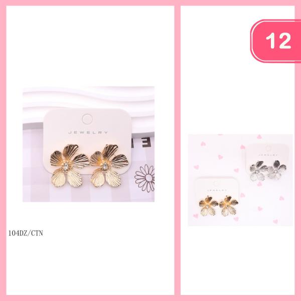 METAL FLOWER EARRINGS (12 UNITS)
