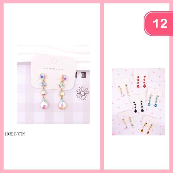 RHINESTONE DANGLE EARRINGS (12 UNITS)