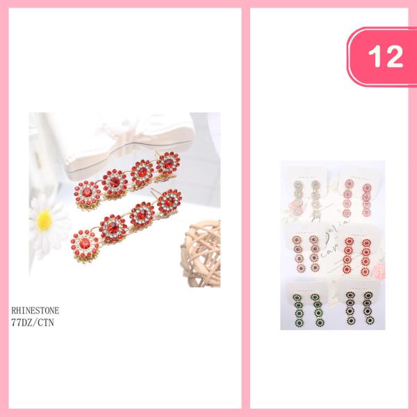 RHINESTONE DANGLE EARRINGS (12 UNITS)