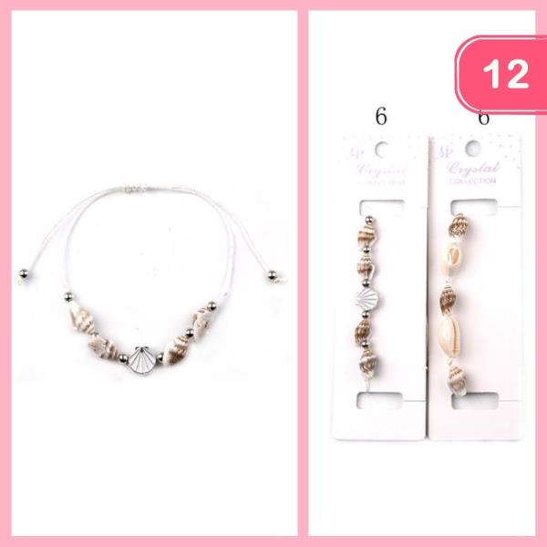 SEA SHELLS ADJUSTABLE BRACELET (12 UNITS)