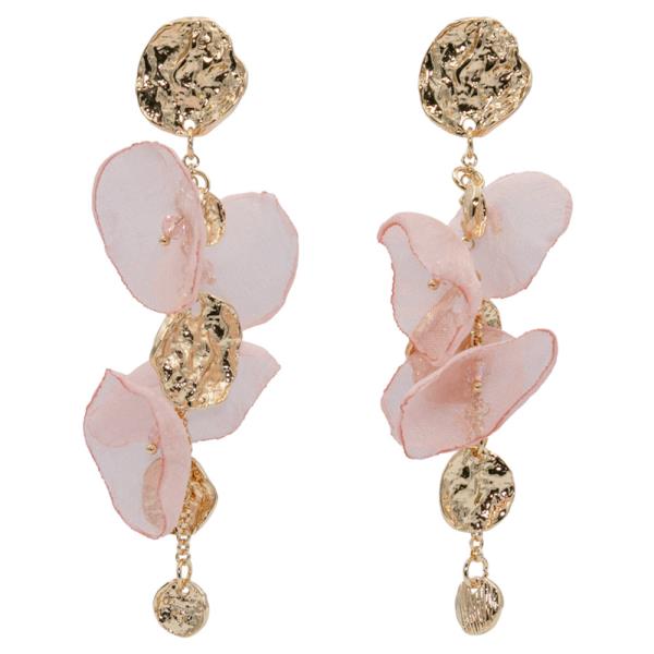 METAL HAMMERED RESIN PETAL DROP EARRING