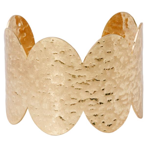 METAL HAMMERED WAVE WIDE CUFF BRACELET