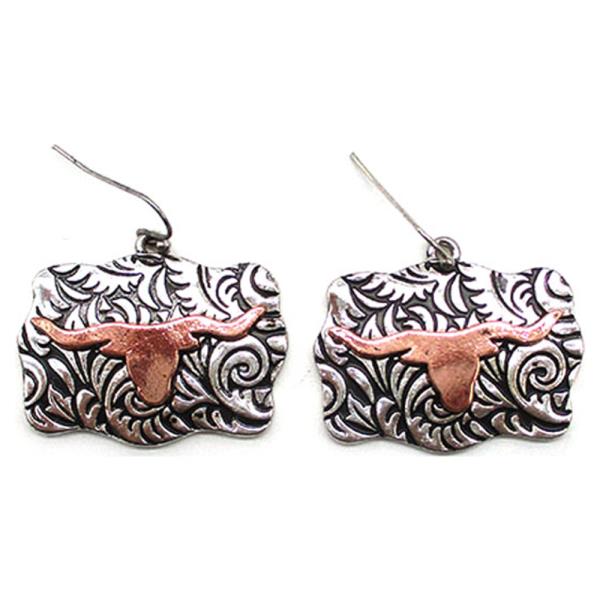 WESTERN TT STEERHEAD ETCHED EARRING