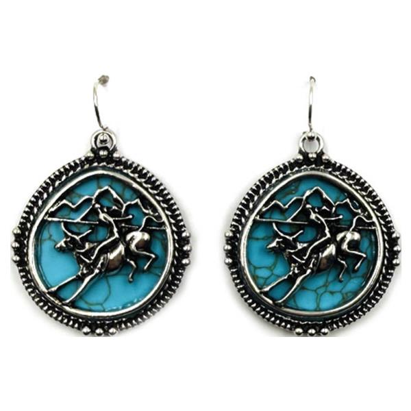 WESTERN BULL ROUND DANGLE  EARRING
