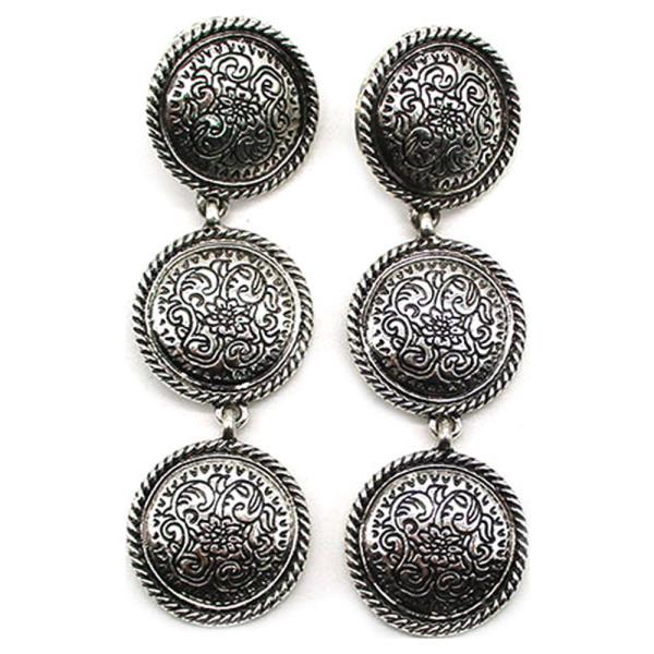 WESTERN ETCHED 3 DANGLE EARRING