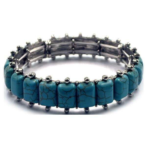 WESTERN RECTANGULAR SEMI PRECIOUS STONE STRETCH BRACELET