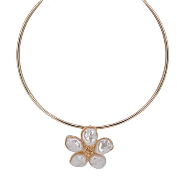 OPEN CHOKER W PEARL FLOWER