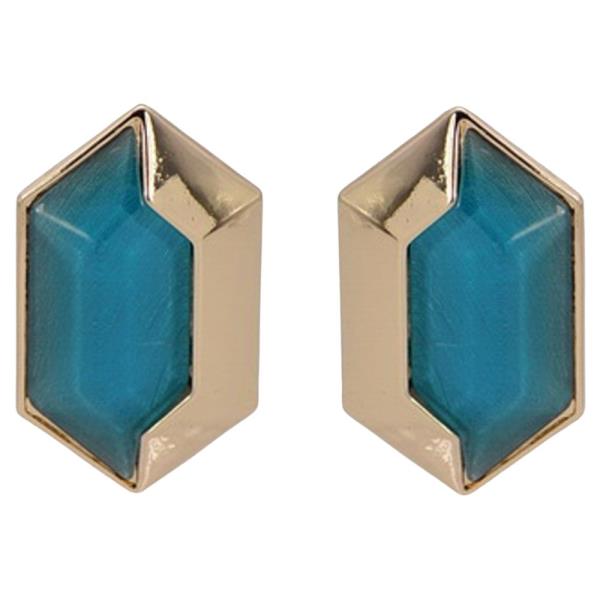 METAL HEXAGON EARRING