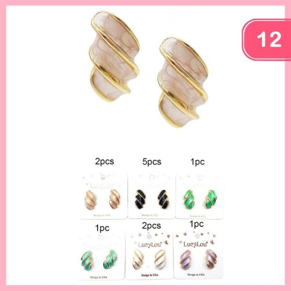 SWIRLED POST EARRING (12 UNITS)
