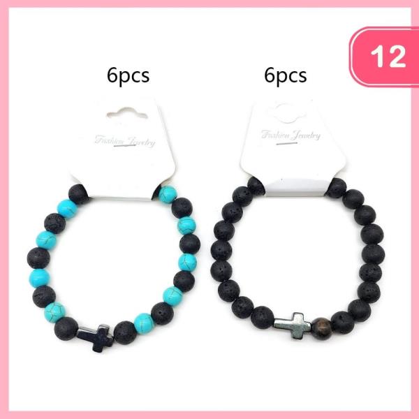 CROSS CHARM BEADED BRACELET (12 UNITS)