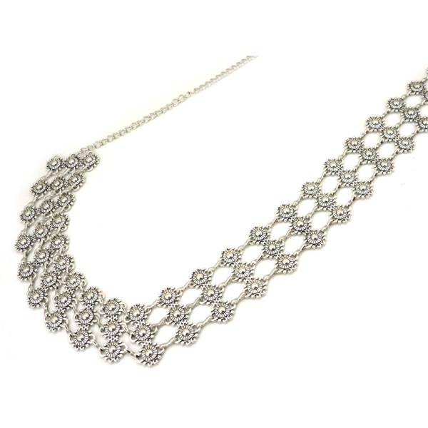 WESTERN METAL MULTI STRAND FLORAL LINK CHAIN BELT